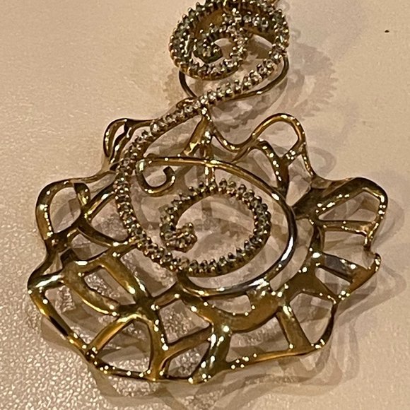 Bronze Milor Italy Gold-Tone with CZ Details Pendant on Chain - Picture 1 of 8